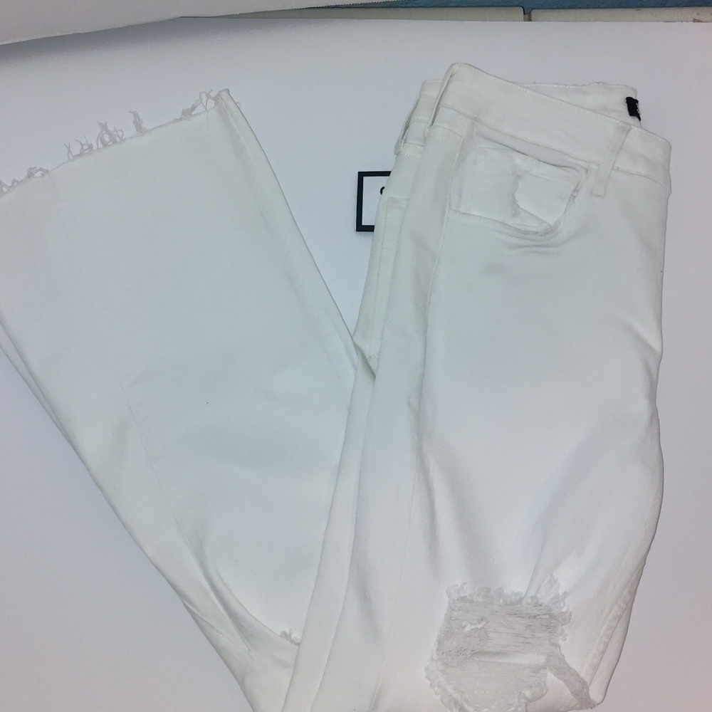 3x1 Flare Distressed Jeans White Size 25